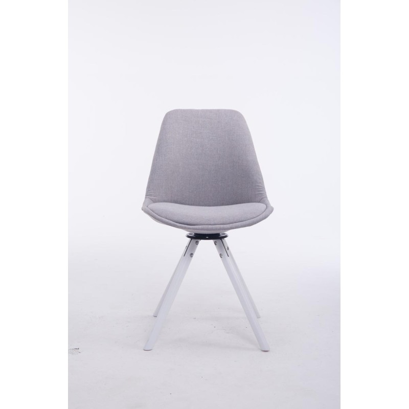 Silla de visita Troyes giratoria de tela blanca redonda gris