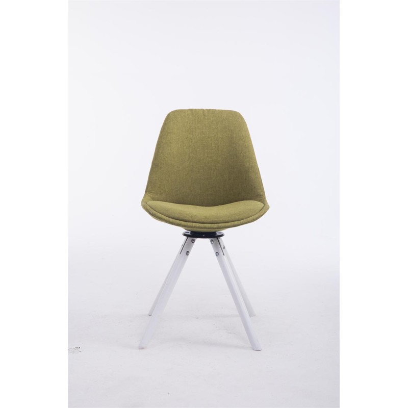Silla de visita Troyes giratoria de tela blanca redonda verde