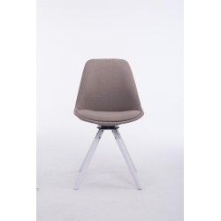 Silla de visita Troyes giratoria de tela blanca redonda color topo