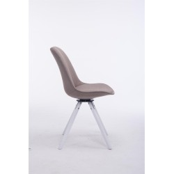 Silla de visita Troyes giratoria de tela blanca redonda color topo