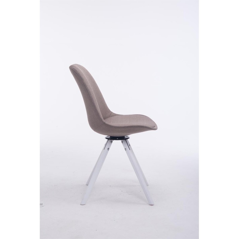 Silla de visita Troyes giratoria de tela blanca redonda color topo