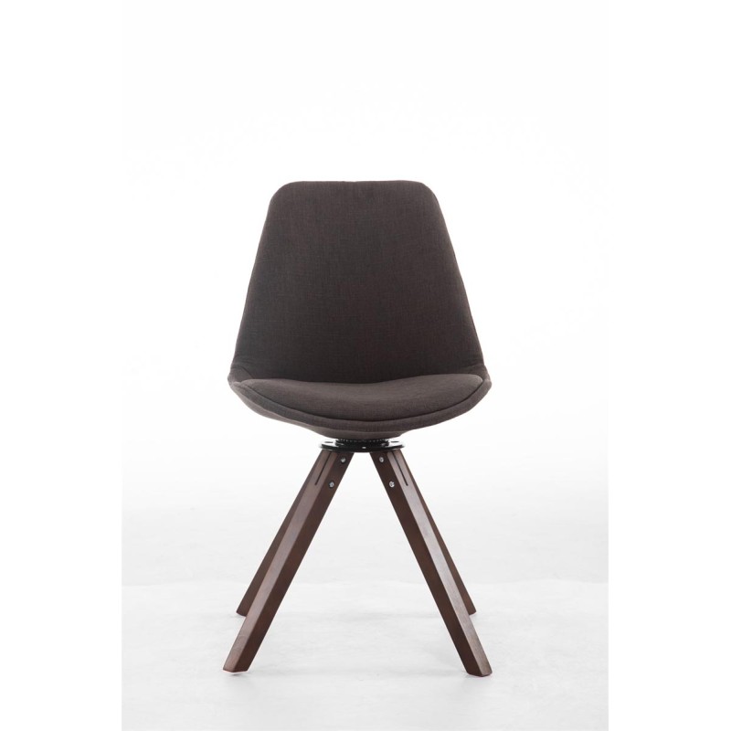 Silla de visita giratoria Troyes en nogal con tejido Square gris oscuro