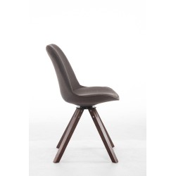 Silla de visita giratoria Troyes en nogal con tejido Square gris oscuro