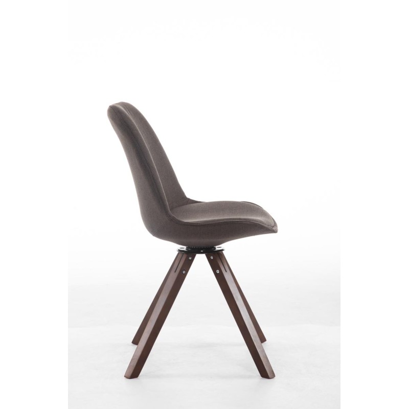 Silla de visita giratoria Troyes en nogal con tejido Square gris oscuro