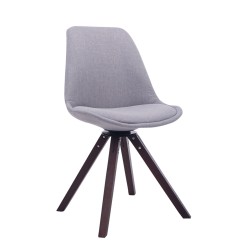 Silla de visita Troyes giratoria de tela nogal cuadrada gris