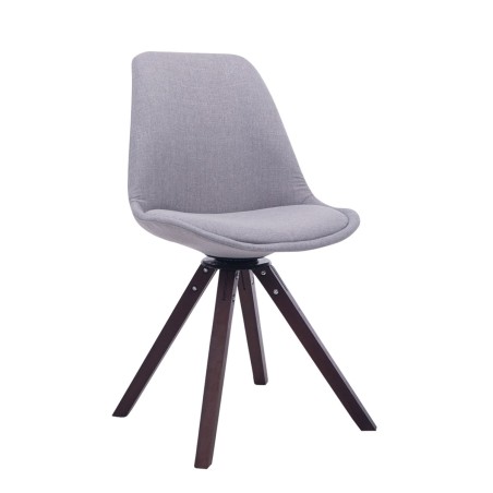 Silla de visita Troyes giratoria de tela nogal cuadrada gris