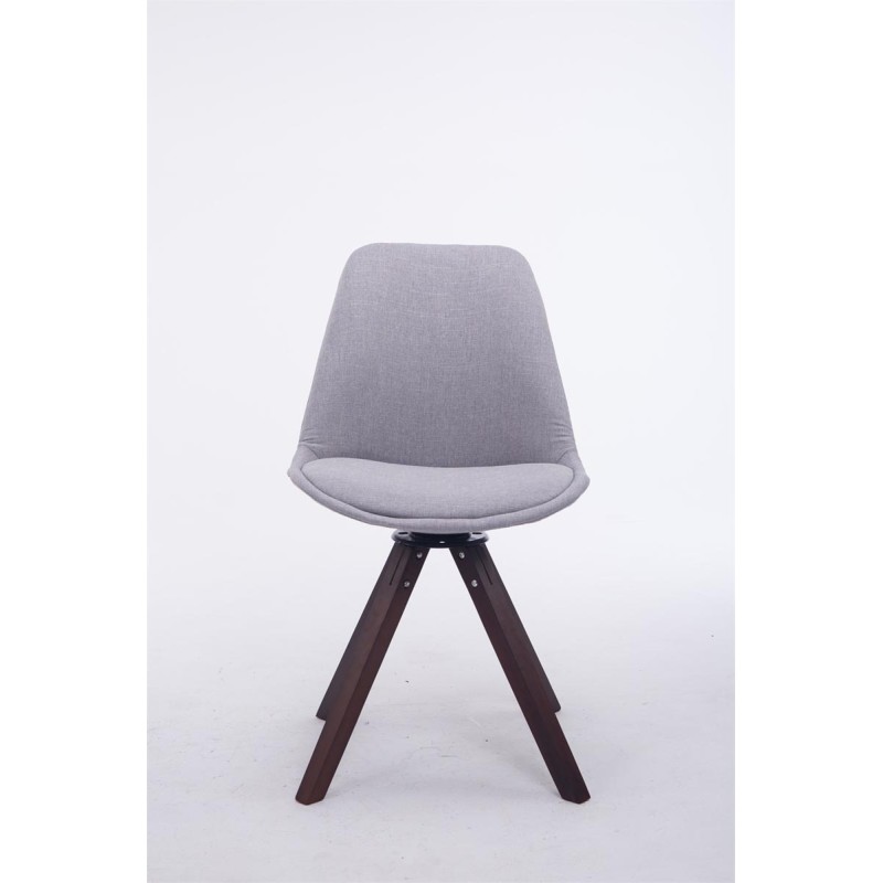 Silla de visita Troyes giratoria de tela nogal cuadrada gris