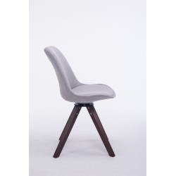 Silla de visita Troyes giratoria de tela nogal cuadrada gris