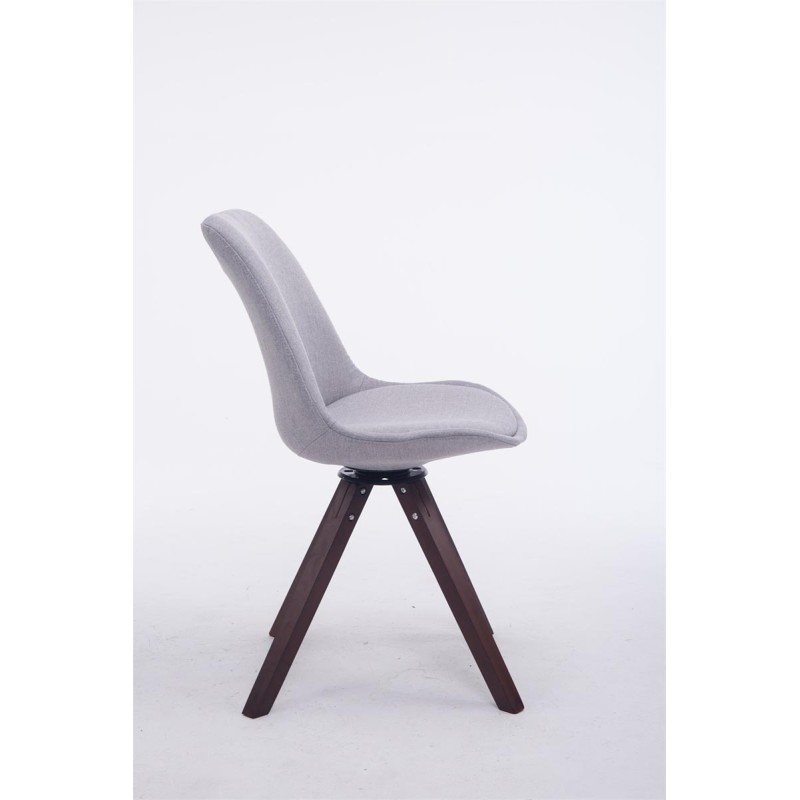 Silla de visita Troyes giratoria de tela nogal cuadrada gris