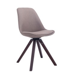 Silla de visita Troyes giratoria de tela nogal cuadrada gris topo