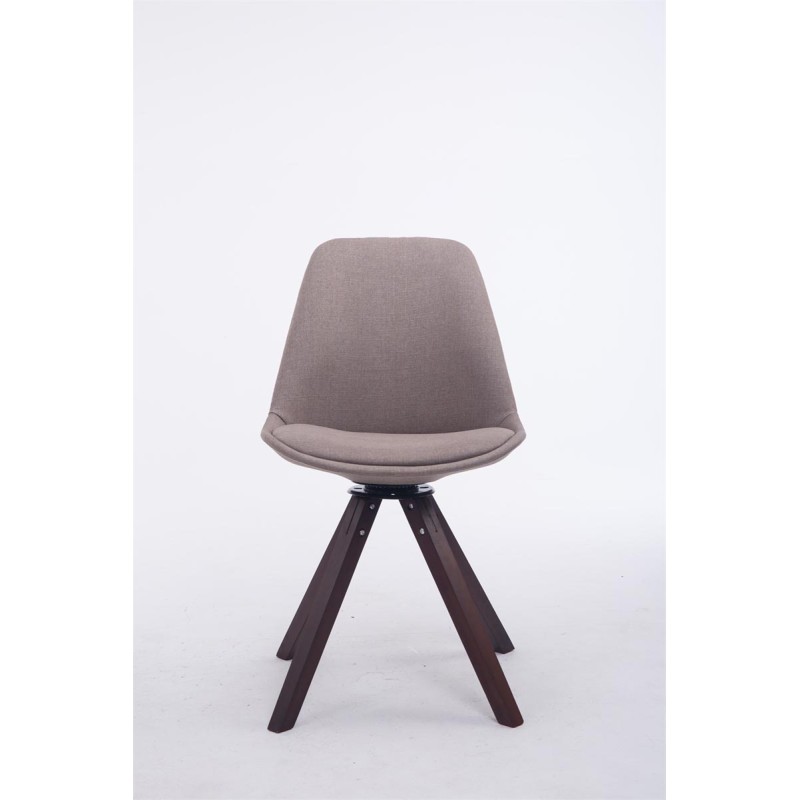 Silla de visita Troyes giratoria de tela nogal cuadrada gris topo