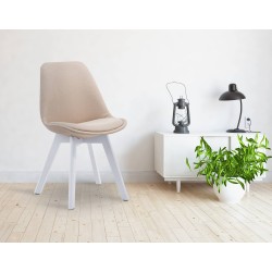 Silla de visita Borneo V2 en tela color blanco crema