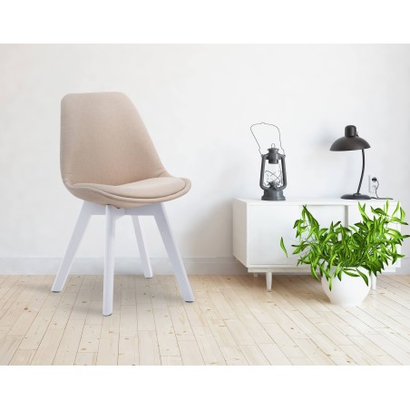 Silla de visita Borneo V2 en tela color blanco crema
