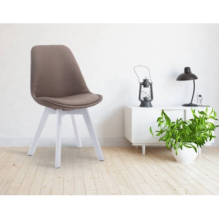 Silla de visita Borneo V2 en tela blanca topo