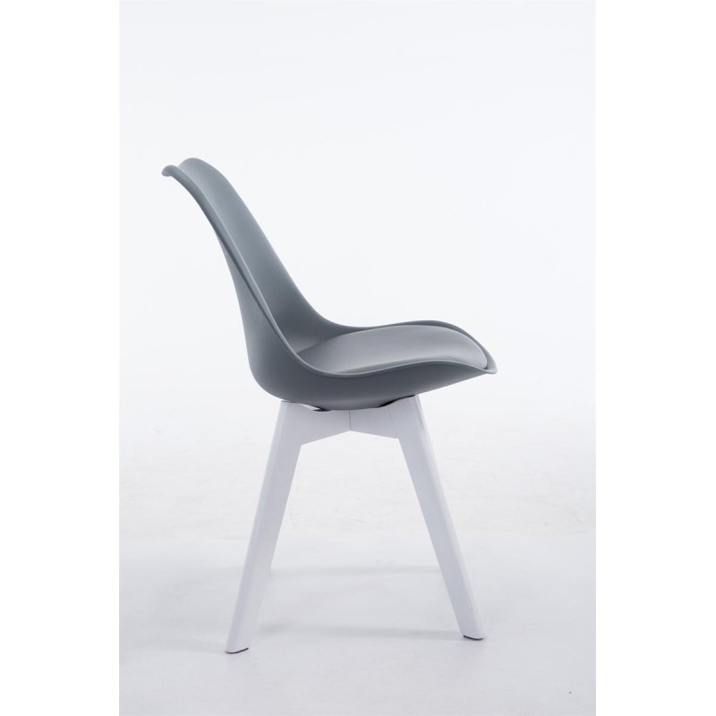 Silla de visita Borneo V2 en piel sintética blanca y gris