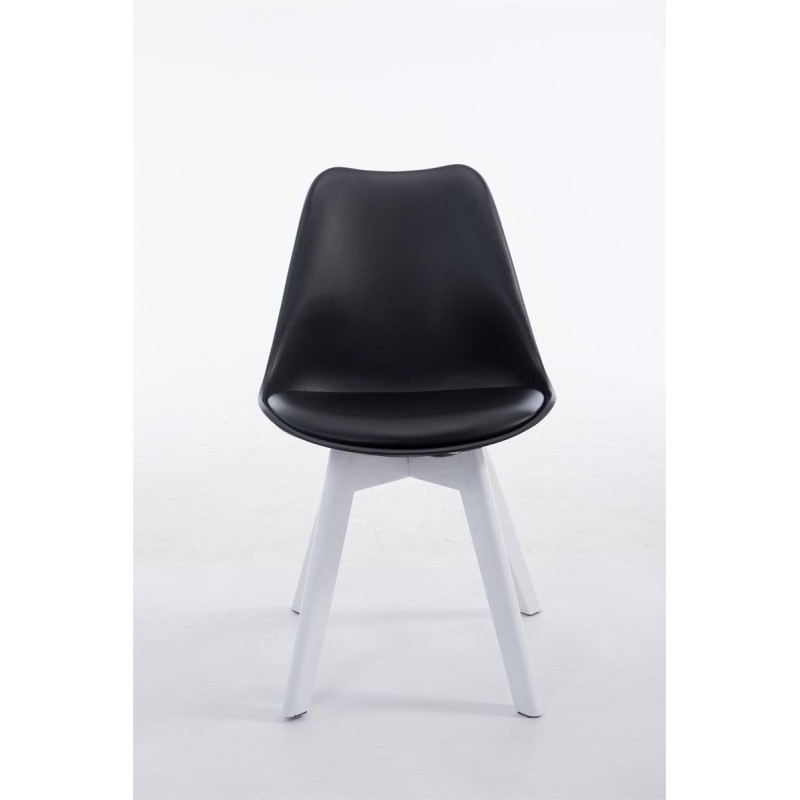 Silla de visita Borneo V2 en piel sintética blanca y negra