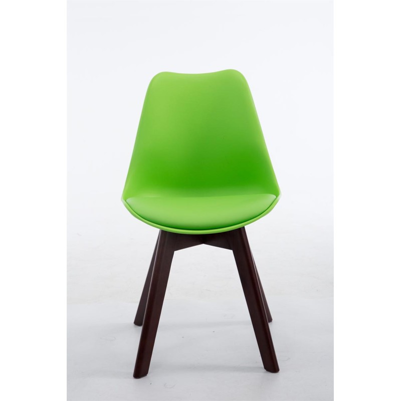 Silla de visita Borneo V2 en nogal y polipiel verde