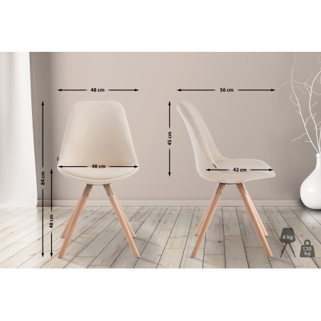 Silla de visita redonda Laval Natura color crema