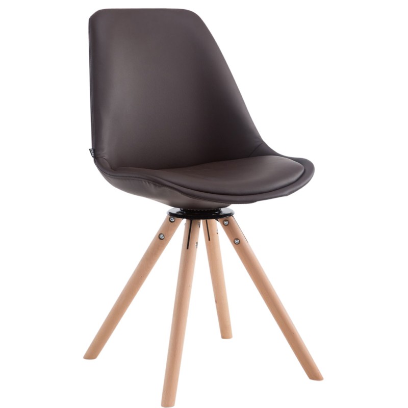 Silla de visita redonda Calais Rotative Natura marrón