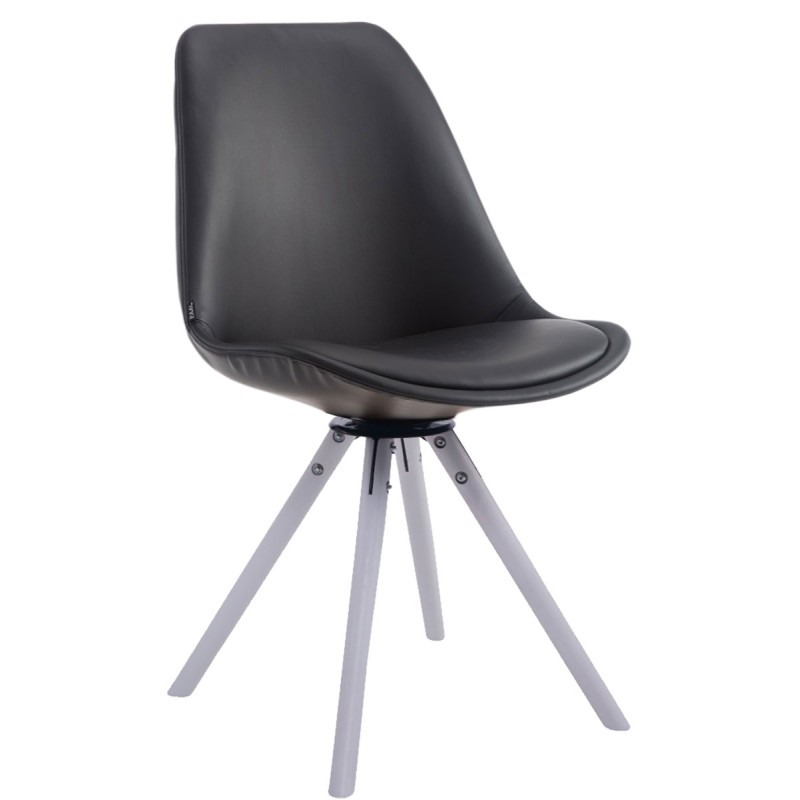 Silla de visita Calais giratoria blanca redonda negra