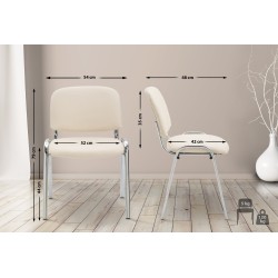 Silla de visita Ken C en piel sintética color crema