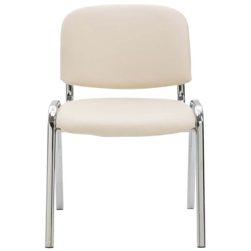 Silla de visita Ken C en piel sintética color crema