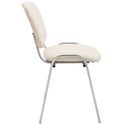 Silla de visita Ken C en piel sintética color crema