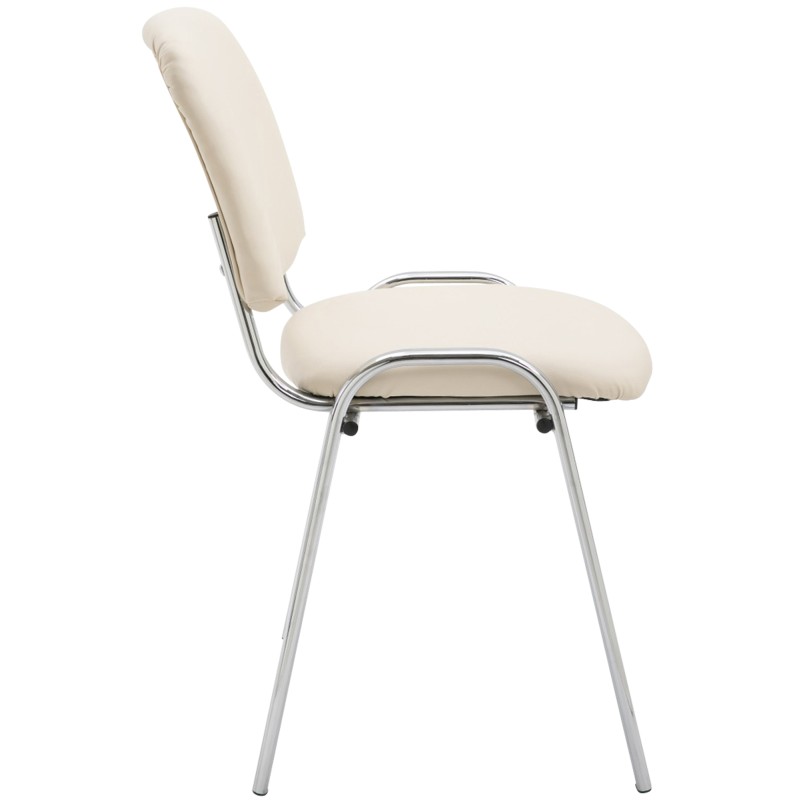 Silla de visita Ken C en piel sintética color crema