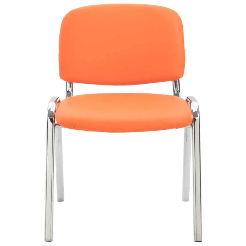Silla de visita Ken C en piel sintética naranja