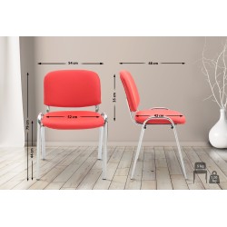 Silla de visita Ken C en piel sintética roja