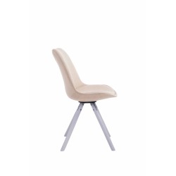 Silla de visita Toulouse, redonda, tela color blanco crema