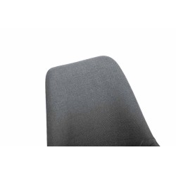 Silla de visita Toulouse, redonda, blanca, tela gris oscuro