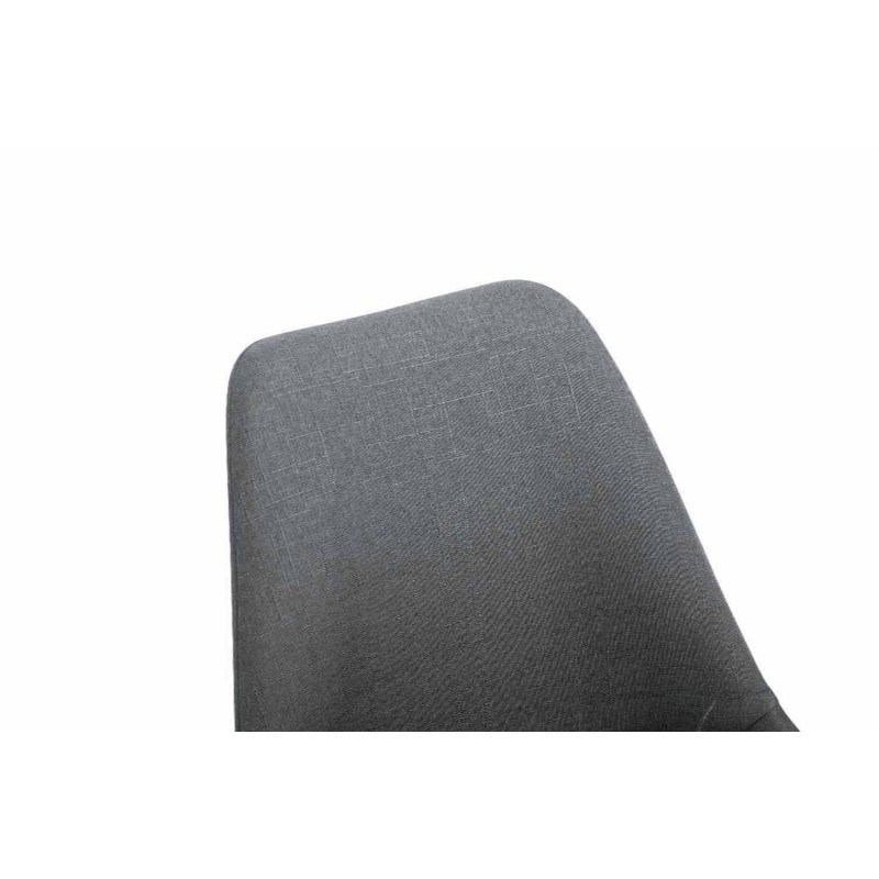 Silla de visita Toulouse, redonda, blanca, tela gris oscuro