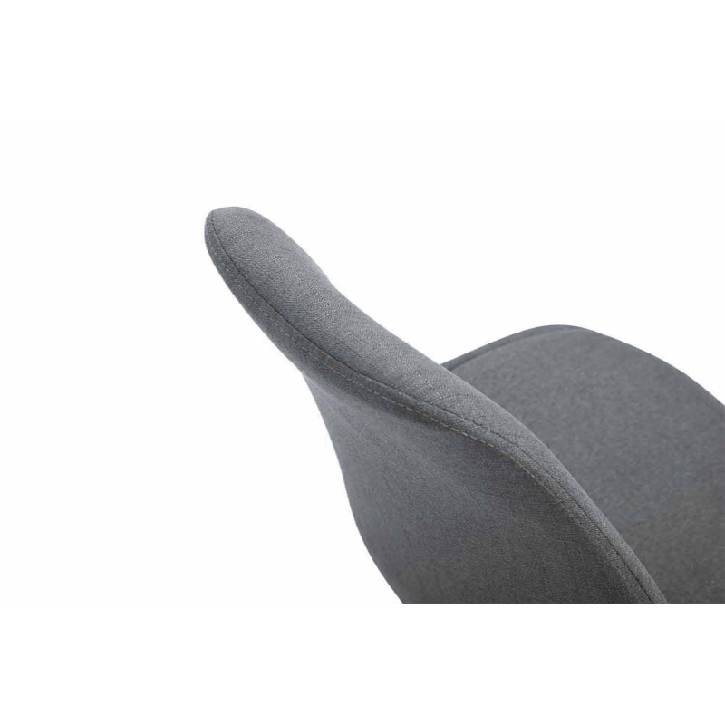 Silla de visita Toulouse, redonda, blanca, tela gris oscuro