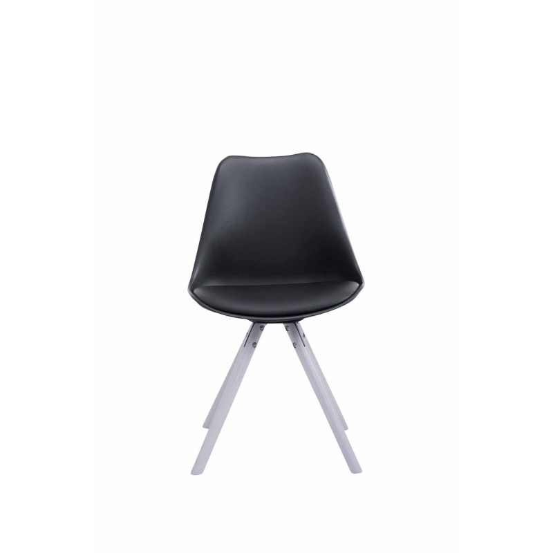 Silla de visita Toulouse redonda de piel sintética blanca y negra