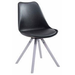 Silla de visita Toulouse redonda de piel sintética blanca y negra