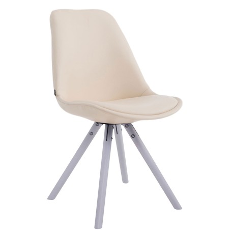 Silla de visita redonda Laval en blanco crema