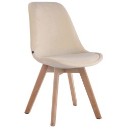 Silla de visita Borneo V2, terciopelo crema, color natural