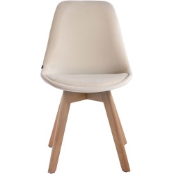 Silla de visita Borneo V2, terciopelo crema, color natural