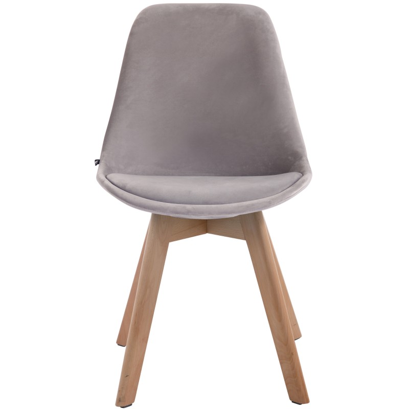 Silla de visita Borneo V2, terciopelo gris natural