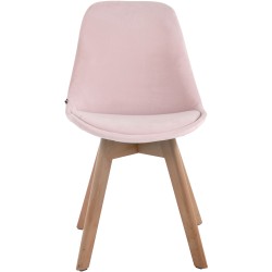 Silla de visita Borneo V2 en terciopelo rosa natural