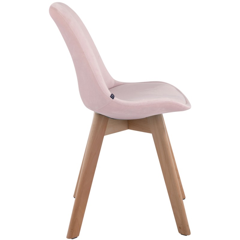 Silla de visita Borneo V2 en terciopelo rosa natural