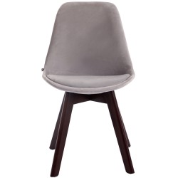 Silla de visita Borneo V2 en terciopelo gris nogal