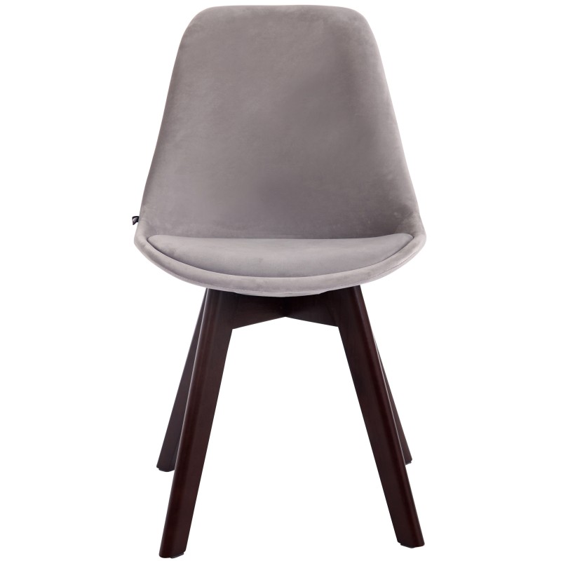 Silla de visita Borneo V2 en terciopelo gris nogal