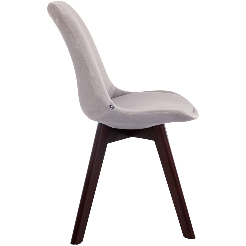 Silla de visita Borneo V2 en terciopelo gris nogal