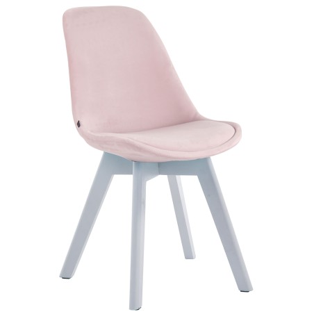 Silla de visita Borneo V2 en terciopelo blanco y rosa