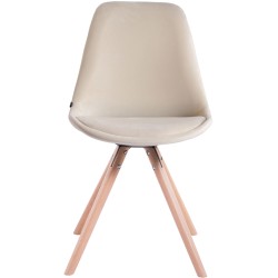 Silla de visita Toulouse, redonda de terciopelo, color crema natural