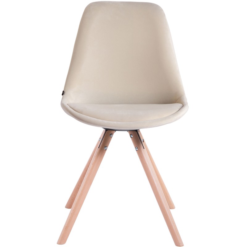 Silla de visita Toulouse, redonda de terciopelo, color crema natural