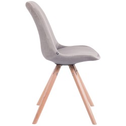 Silla de visita redonda Toulouse en terciopelo gris natural