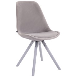 Silla de visita Toulouse, redonda, de terciopelo blanco y gris